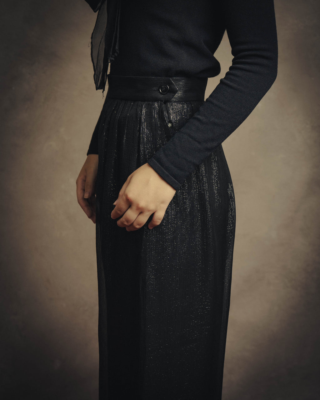 -SPECIAL- "Christian Dior" 00's Metallic silk blend fluid wide-leg trousers