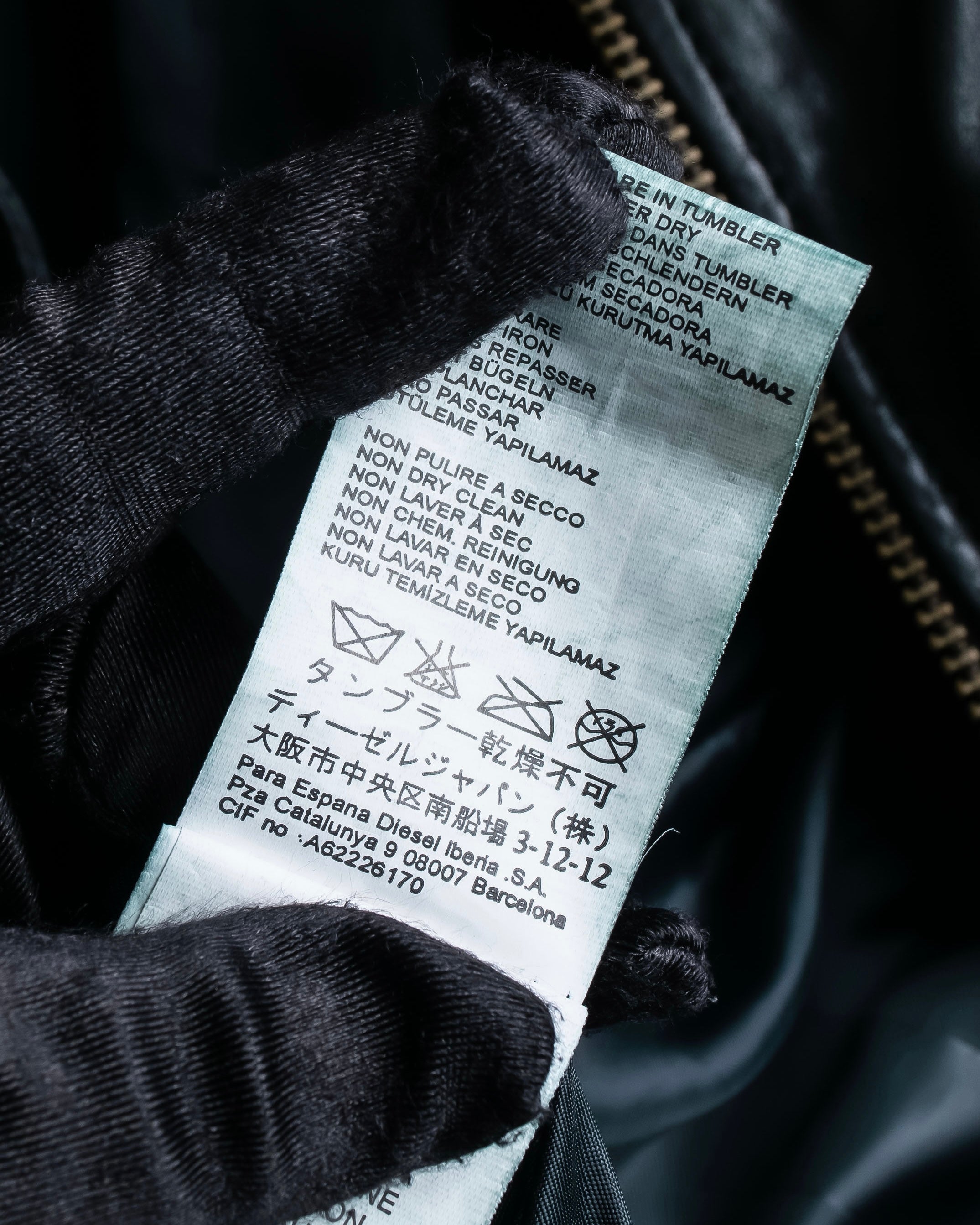 "DIESEL" Oversized stand collar lamb leather jacket