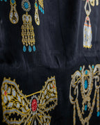 "Cartier" Gemstone brooch motif silk square scarf