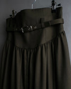 "SUPPORT SURFACE" Belted gather design flare long skirt