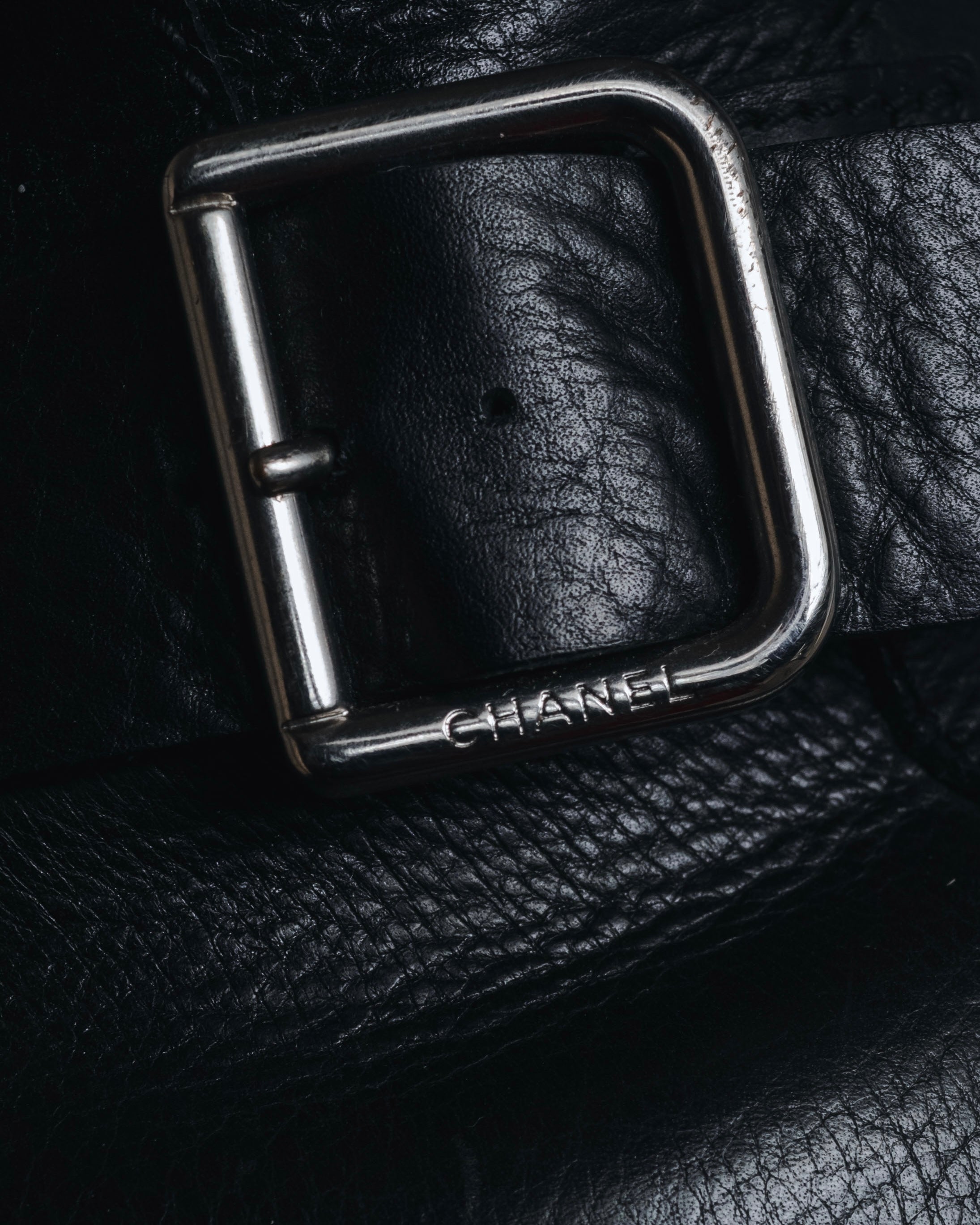 "CHANEL" 2006-12 Double-buckle leather engineer boots