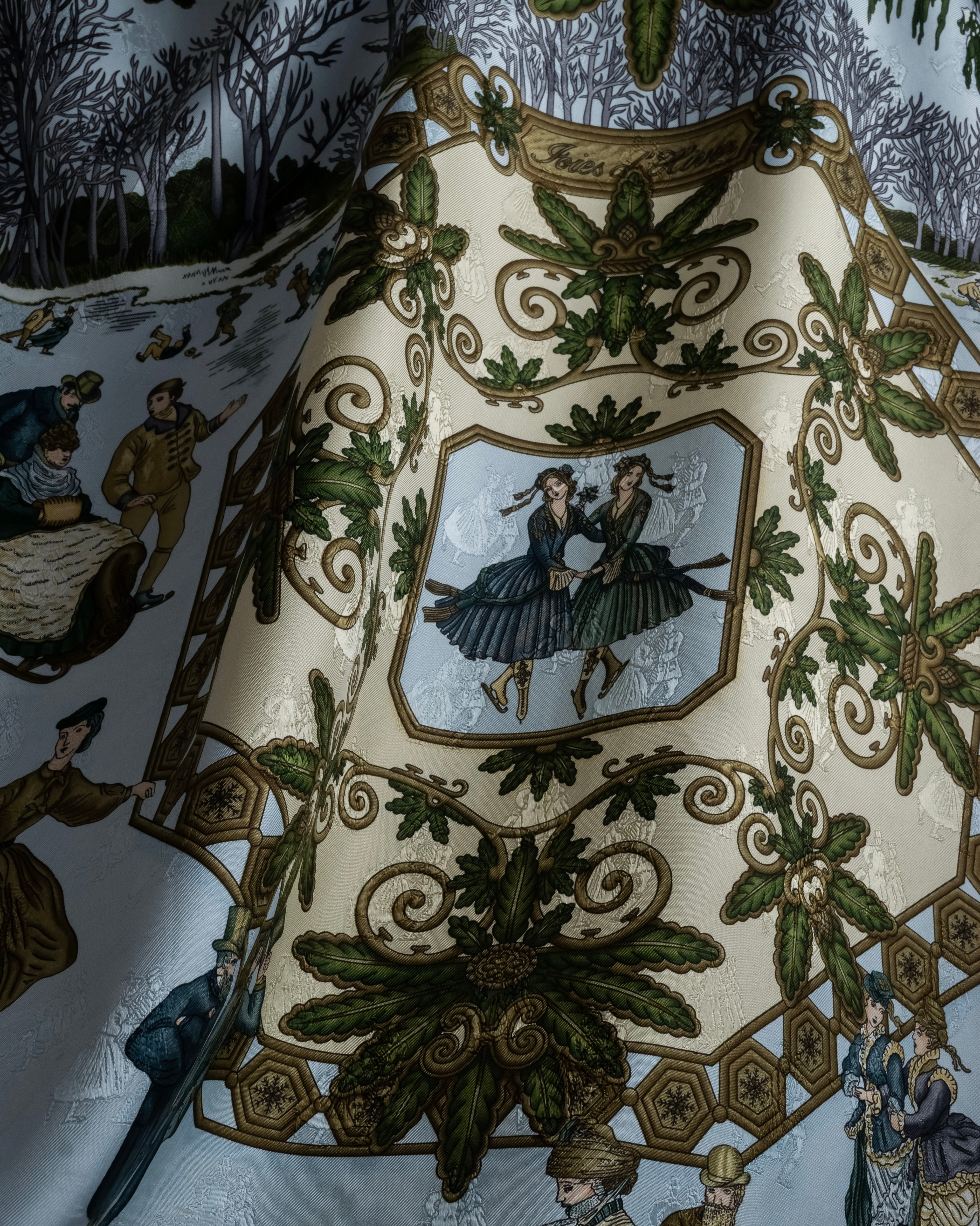 "HERMES" Carré 90 Joies d’Hiver Winter Pleasures silk scarf