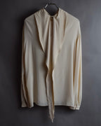 "GUCCI" Michele period frill lace silk bowtie shirt