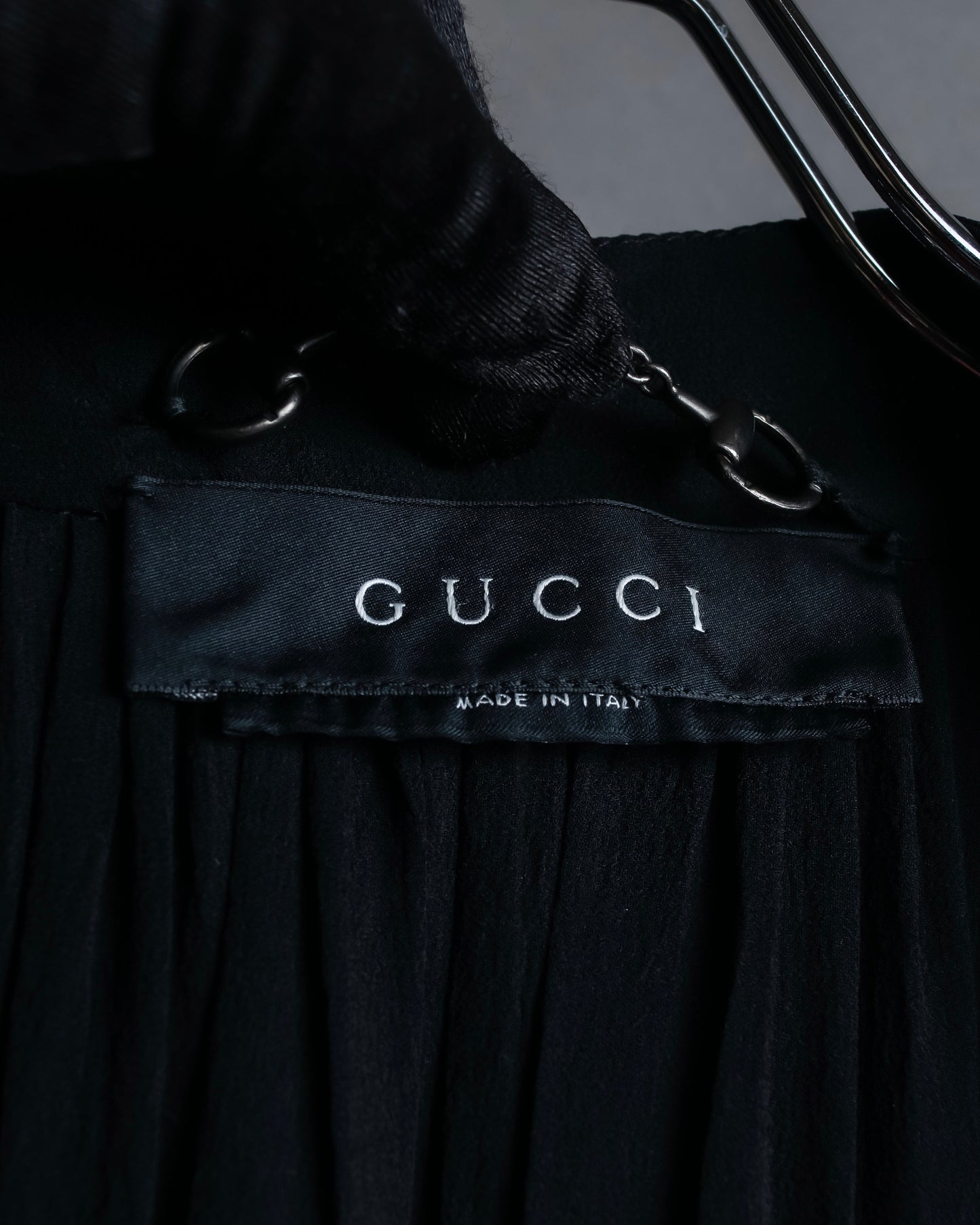 "GUCCI" Balloon draping design zip-up silk blouson