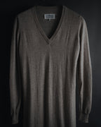 Maison Margiela 2014 Autumn/Winter fine gauge V-neck knit dress with elbow patches