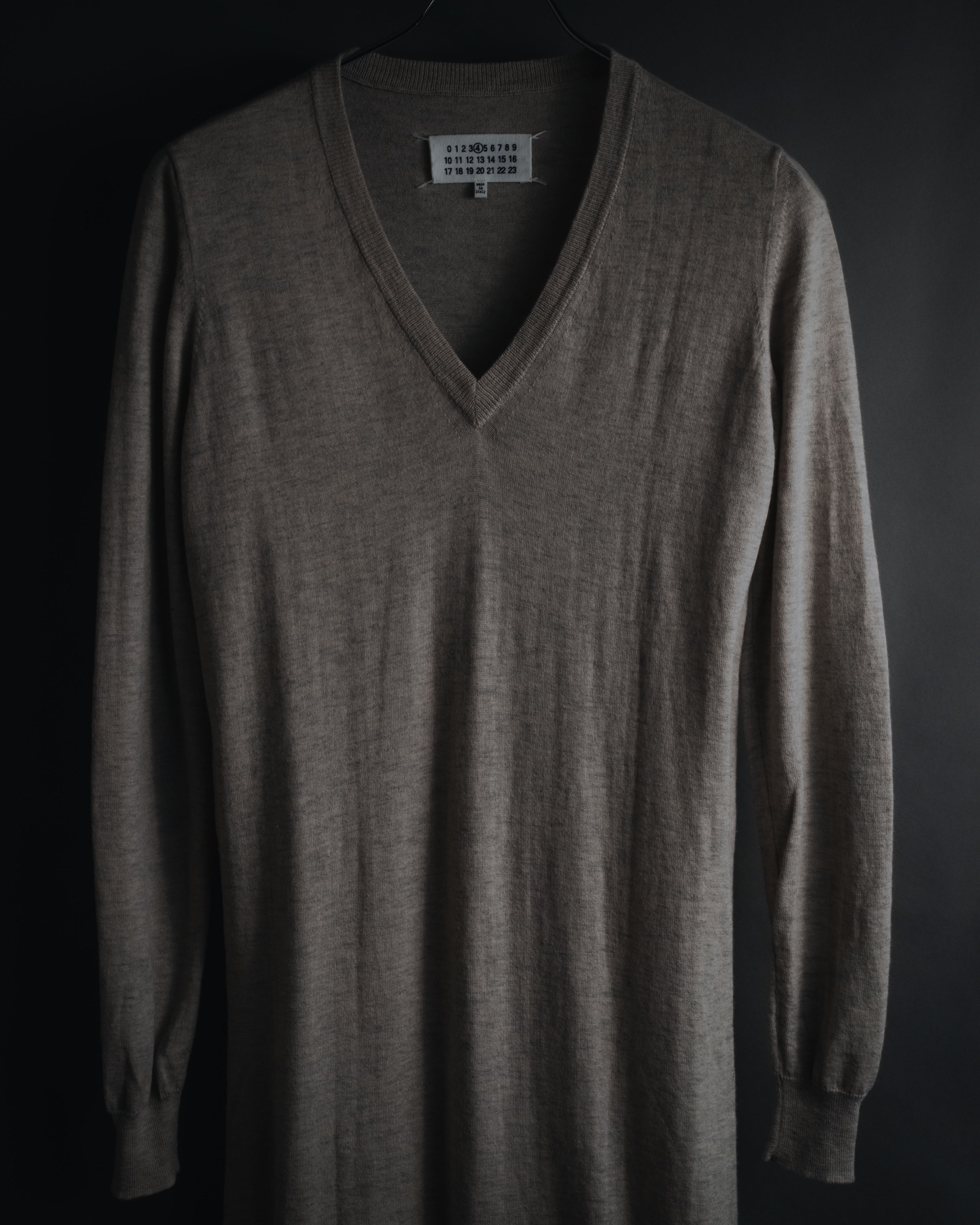 Maison Margiela 2014 Autumn/Winter fine gauge V-neck knit dress with elbow patches