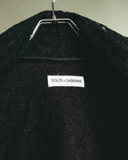 –SPECIAL– “DOLCE & GABBANA” 90’s Lace-trimmed shawl-collar wool robe coat