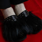 "LONGCHAMP" Fur & stud design chunky sole slip ons shoes