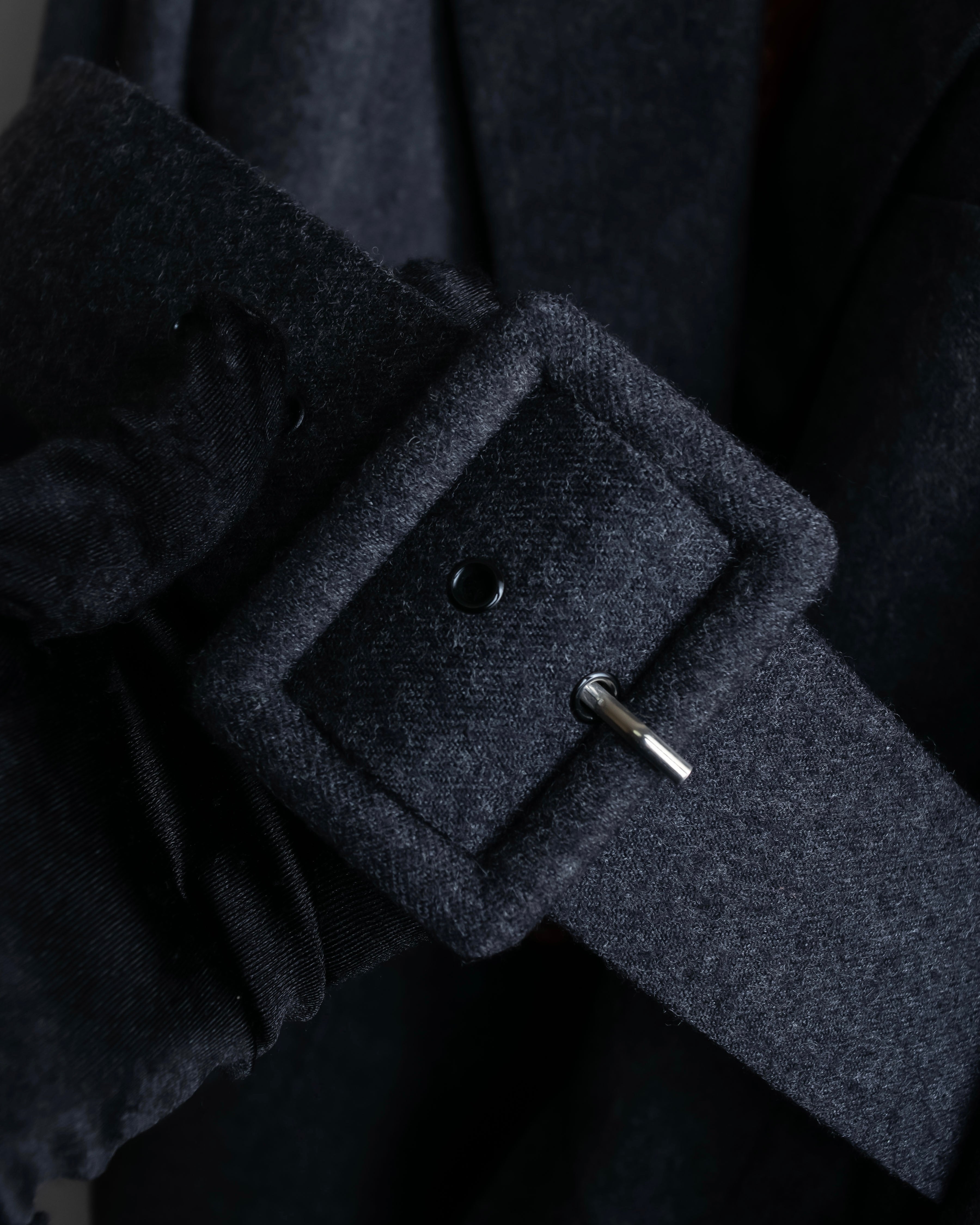 "HERMES" Vintage leather piping design belted tailored jacket