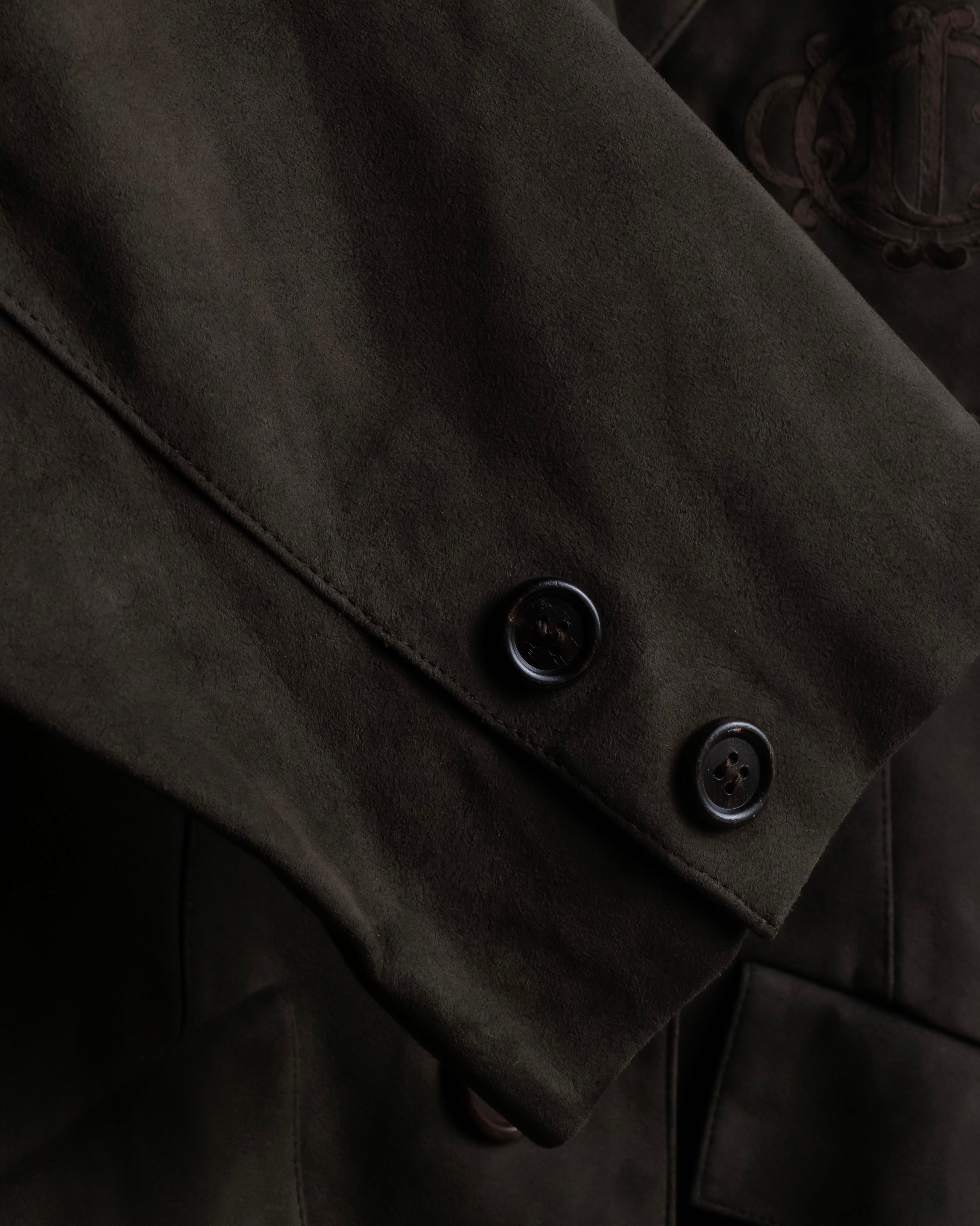 "Christian Dior PRETA-PORTER" CD logo embroidered suede tailored jacket