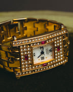 "VALENTINO ROLENTA" 90's-00's Decorative rhinestone quartz watch