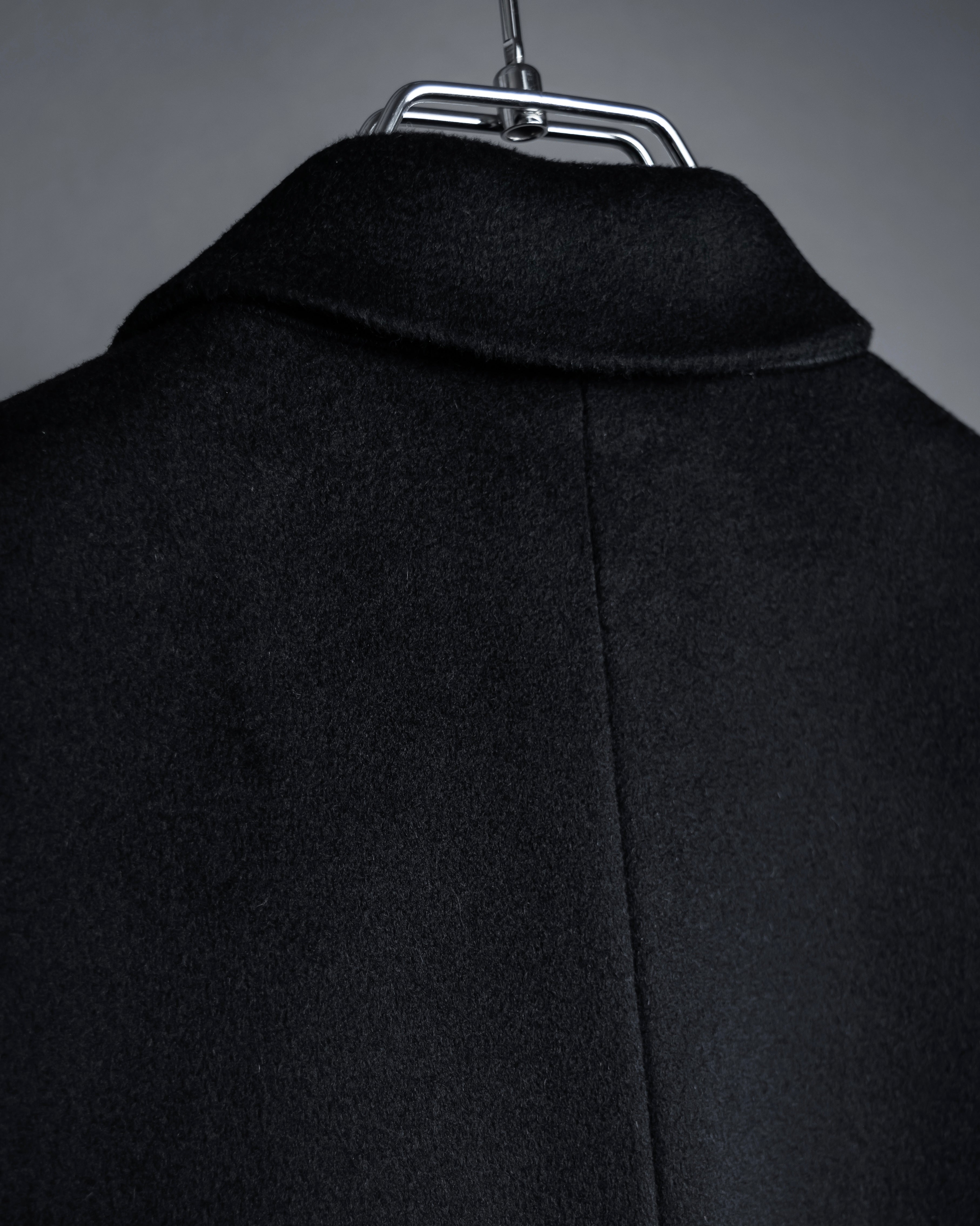 "GUCCI" Michele period solid black wool tailored coat