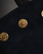 “HERMES” 90’s-00’s Gauntlet serier button suede gloves