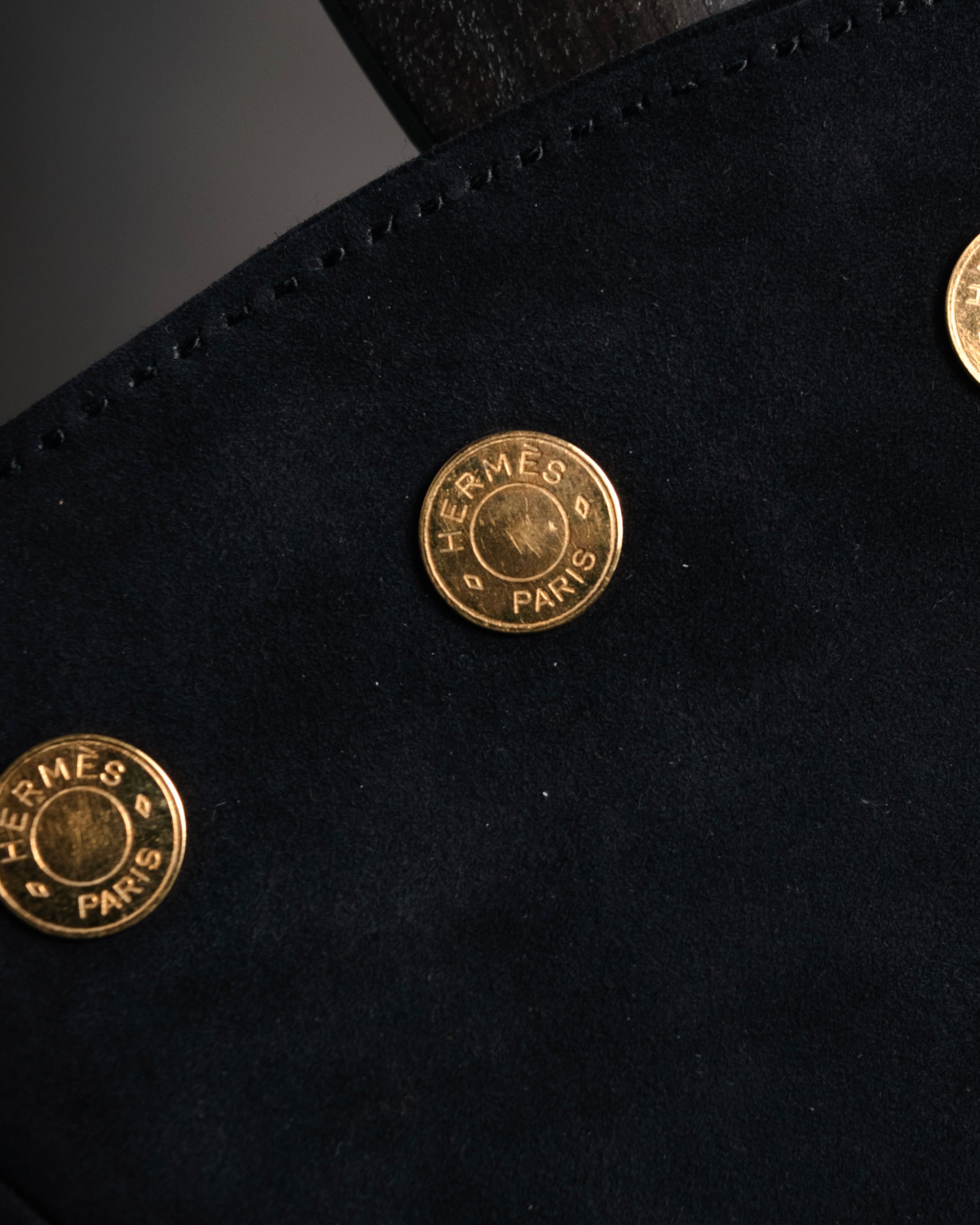 “HERMES” 90’s-00’s Gauntlet serier button suede gloves