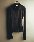 "SAINT LAURENT PARIS" 2020's Sheer ribbed silk blend polo cardigan