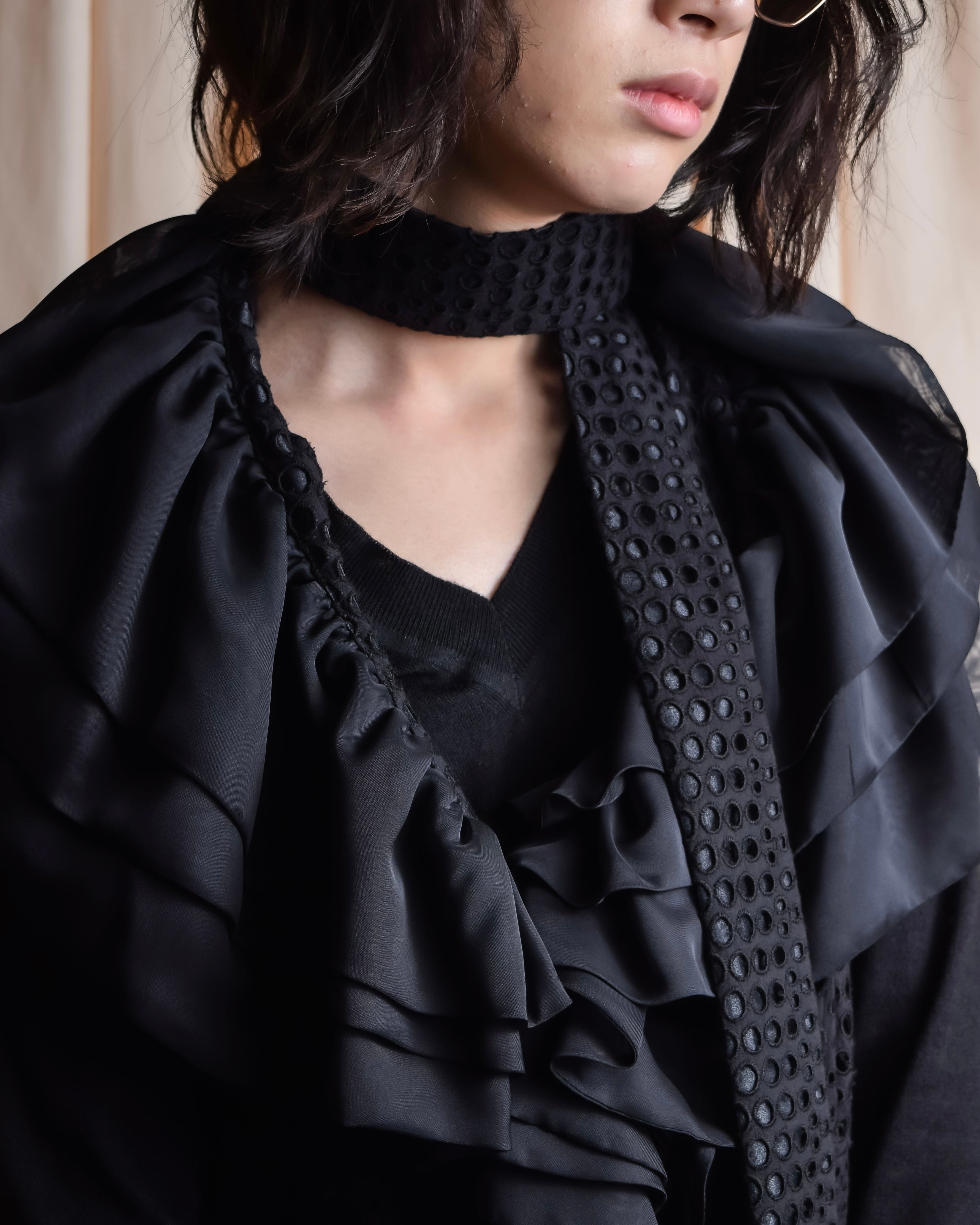"NOKO OHNO" Layered organza frill embroidered dress