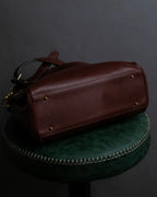 "Valentino Garavani" Reddish brown trapezoid silhouette 2way leather bag