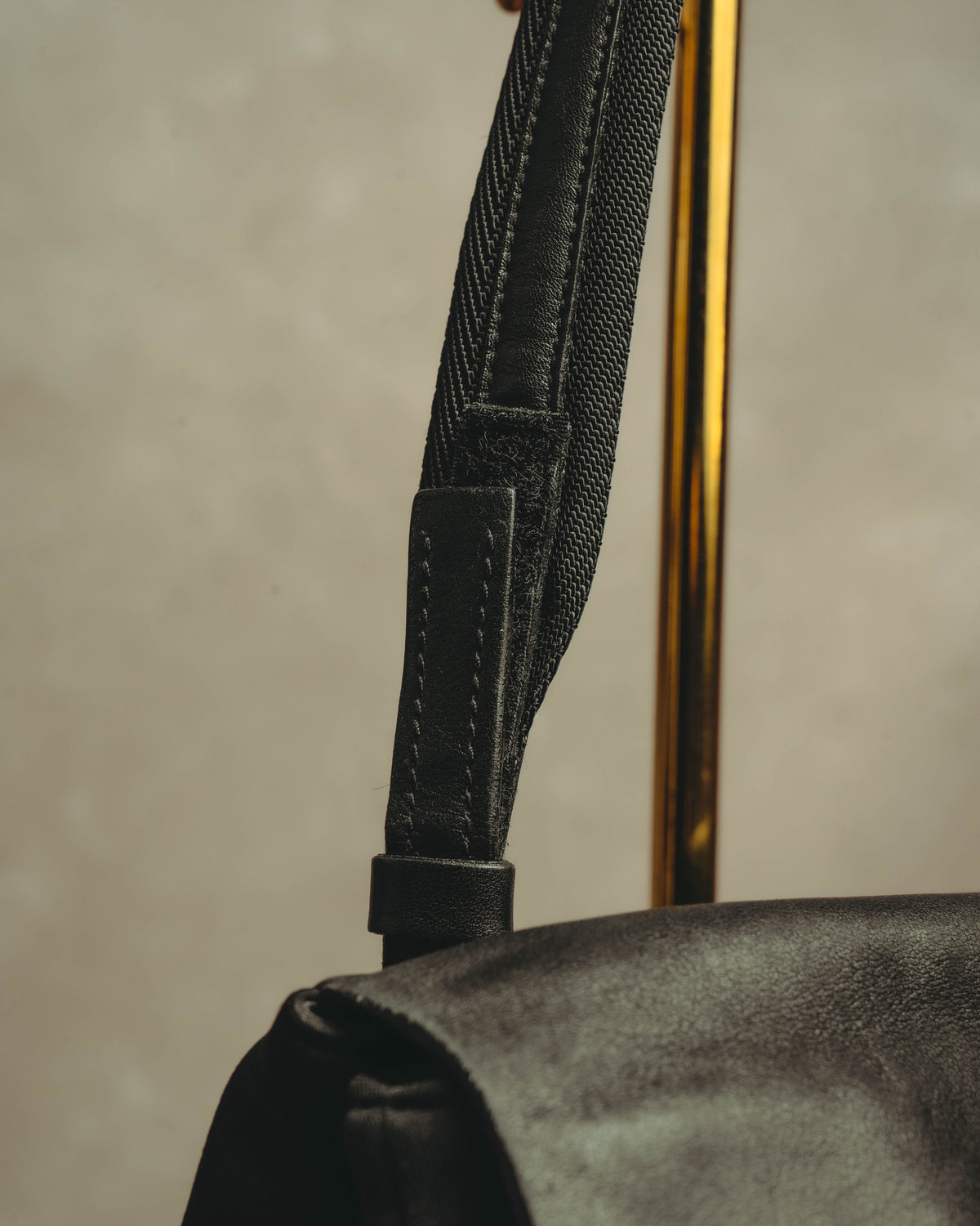 “PRADA” 90’s-00’s Nylon and leather flap messenger bag