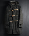 “Harris Tweed” Hooded plaid duffle coat