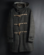 “Harris Tweed” Hooded plaid duffle coat