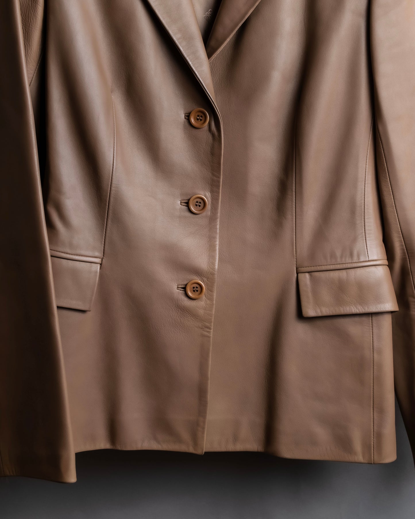 "LOEWE"  Camel brown leather tailored jacket