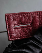 "LOEWE" Burgundy leather front button middle skirt