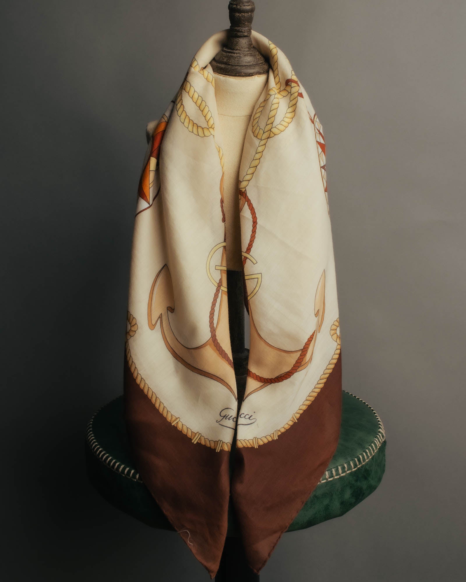 “GUCCI” 70’s-80’s nautical motif sheer scarf
