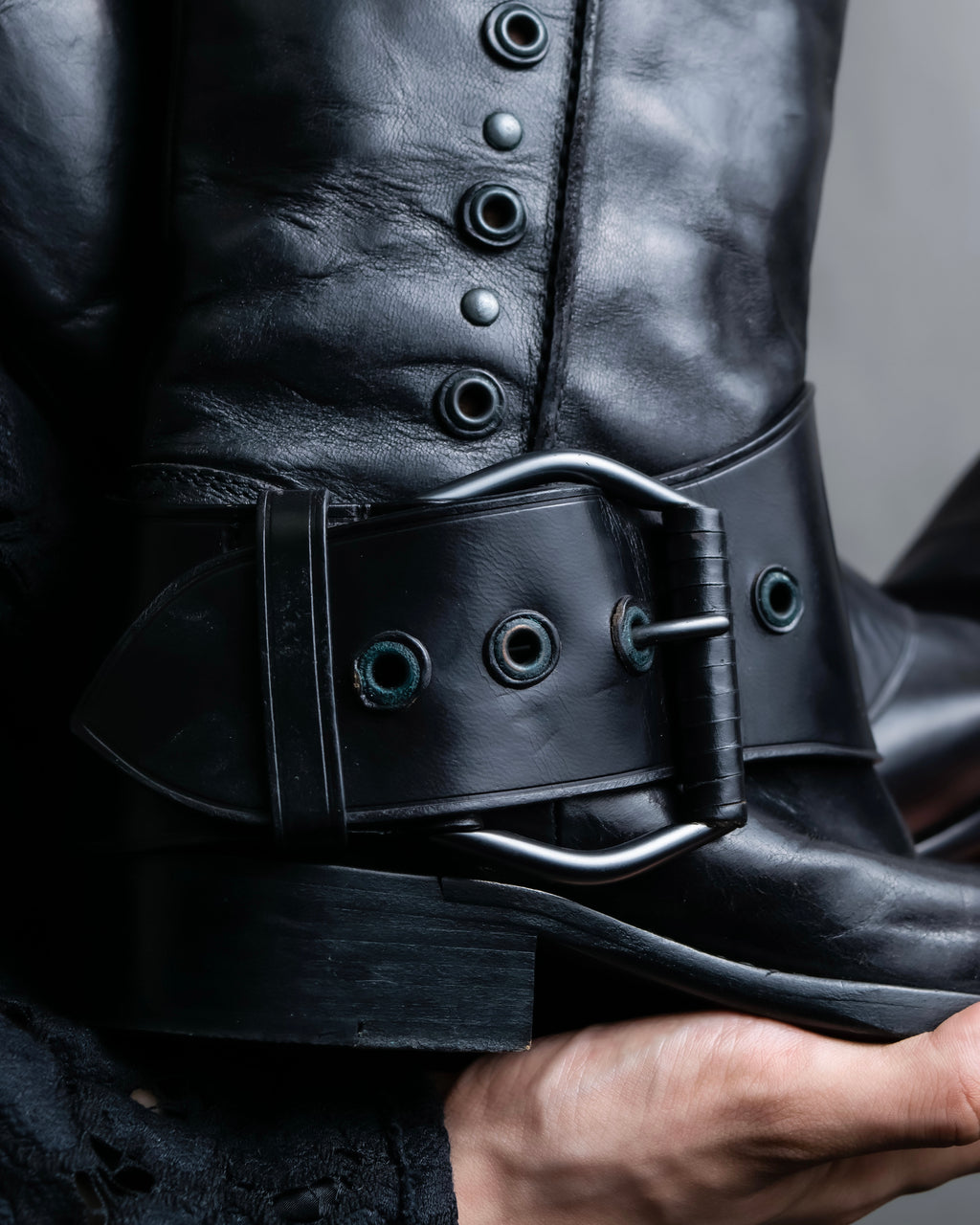 "BOTTEGA VENETA" Belt design square toe knee high long boots