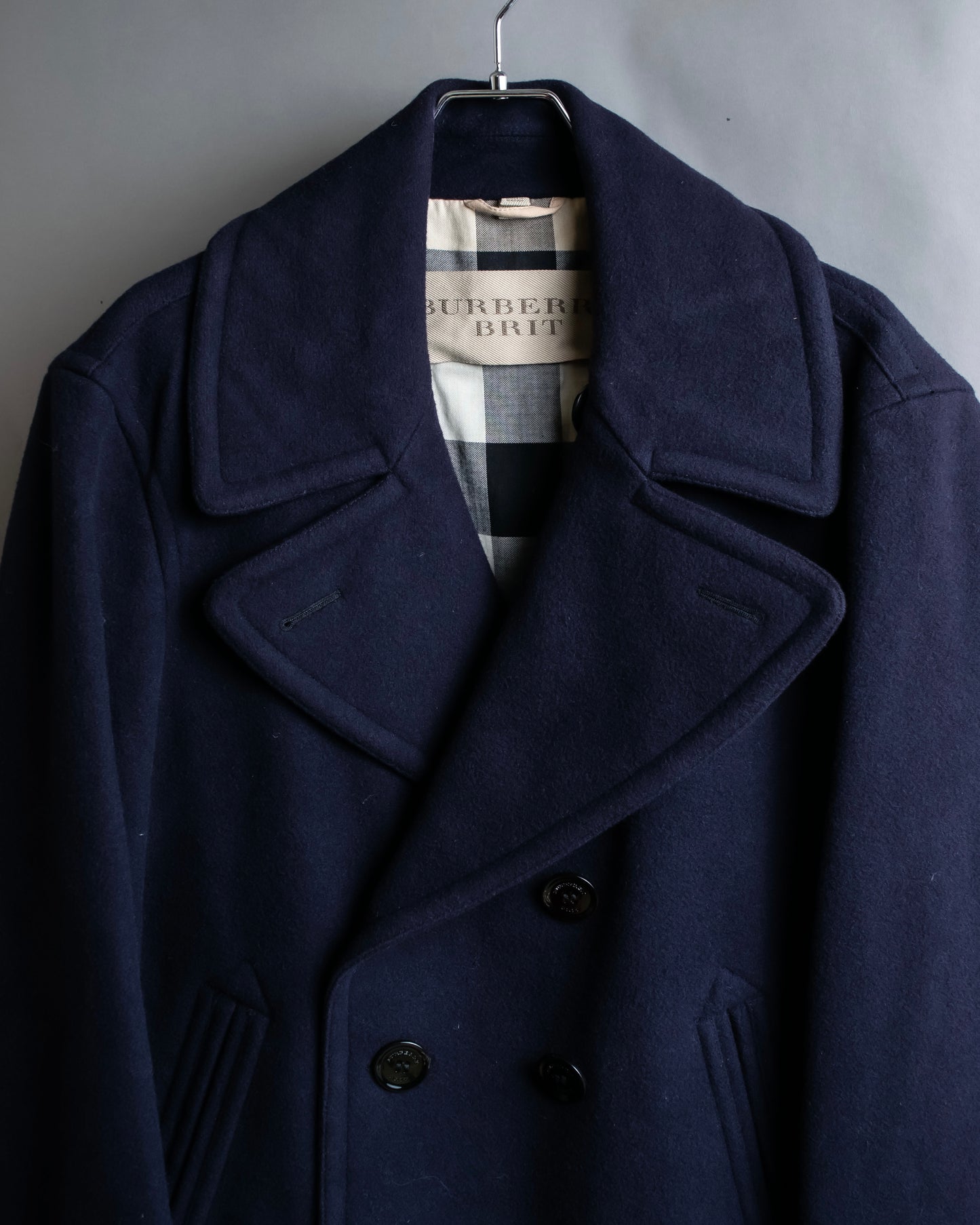 "BURBERRY BRIT" Double breasted wool melton pea coat