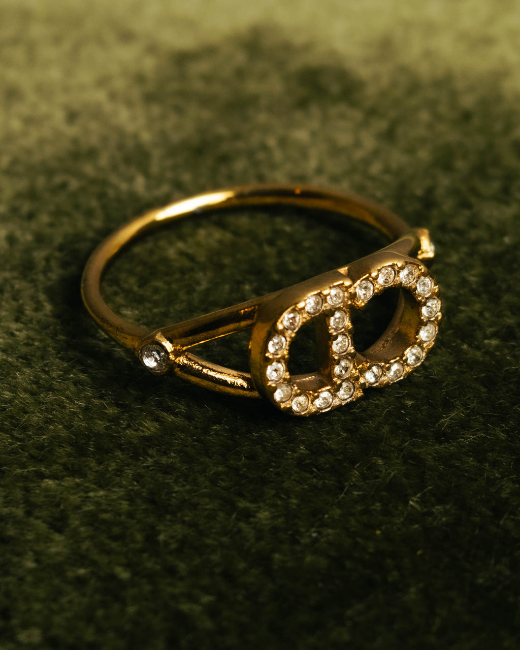 "Christian Dior" 00's-10's Sparkling rhinestone logo ring
