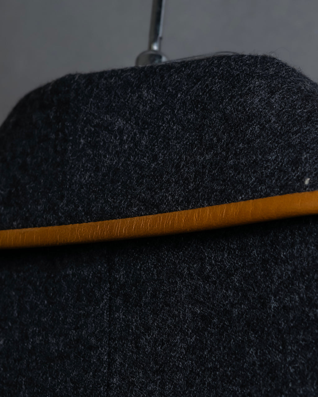 "HERMES" Vintage leather piping design belted tailored jacket