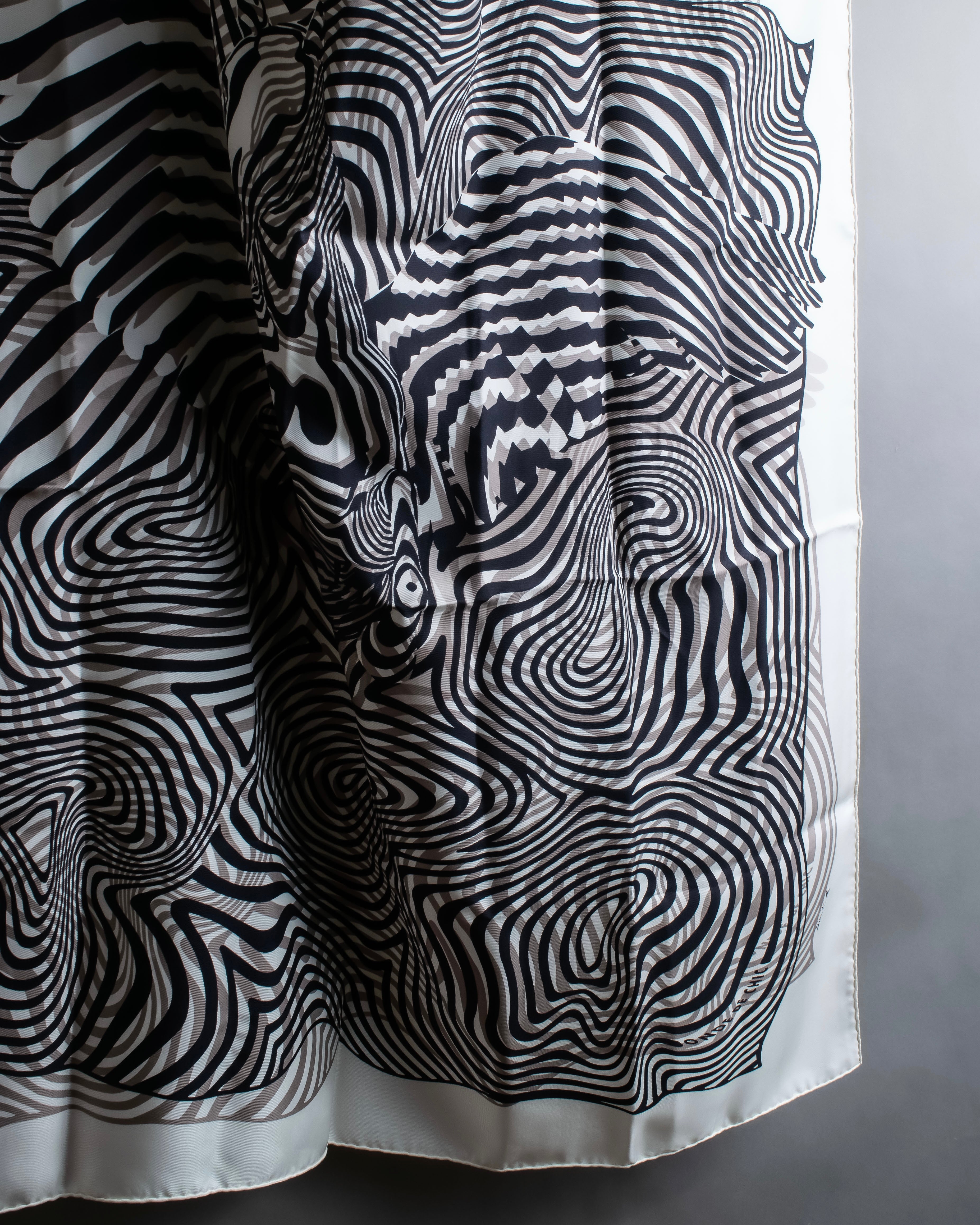 "HERMES" Zebra abstract print Carre 90 silk scarf