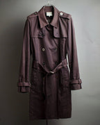 "CELINE" Triomphe button design in plum brown color
 trench coat