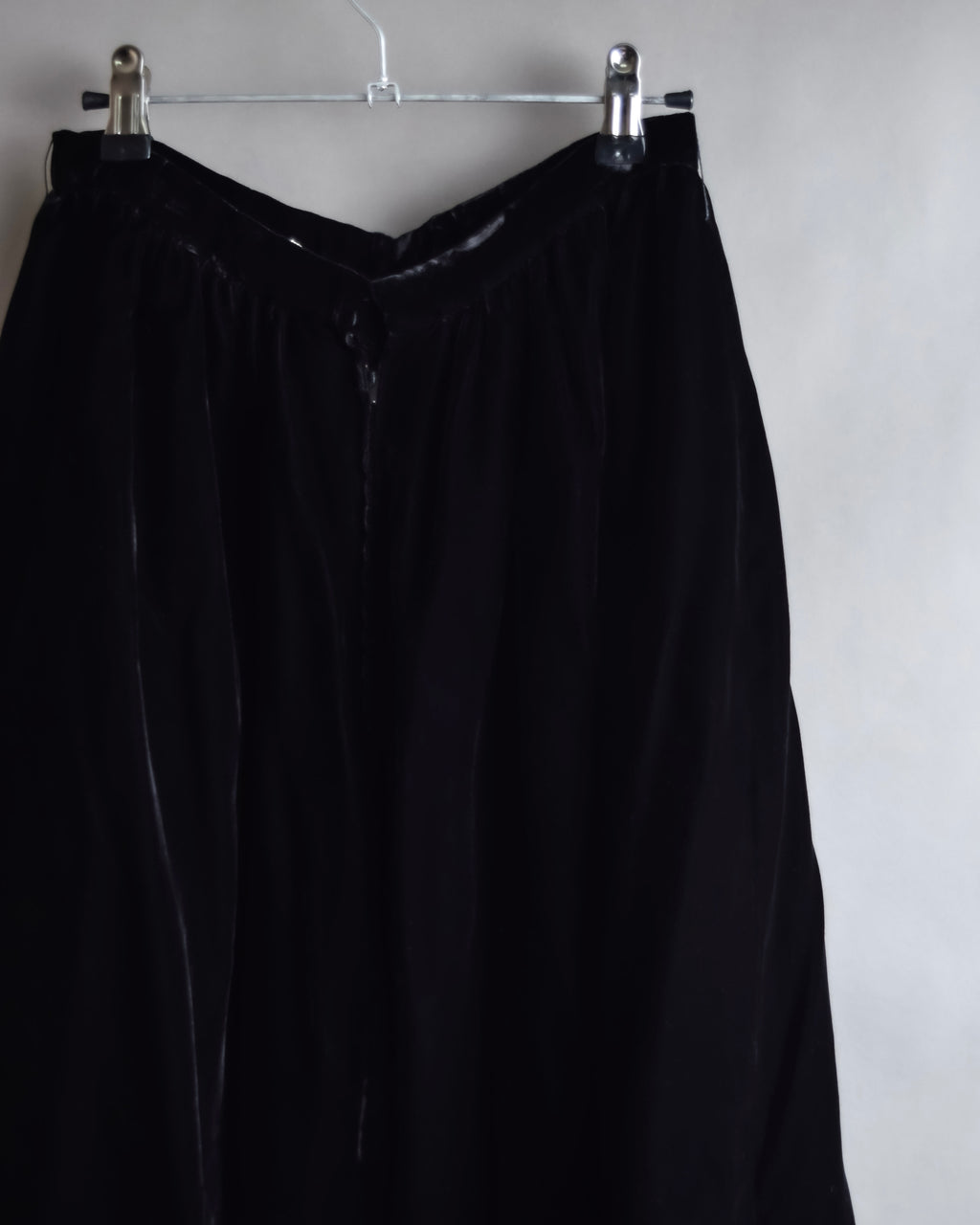 "CELINE" Pleated satin hem velvet flare skirt