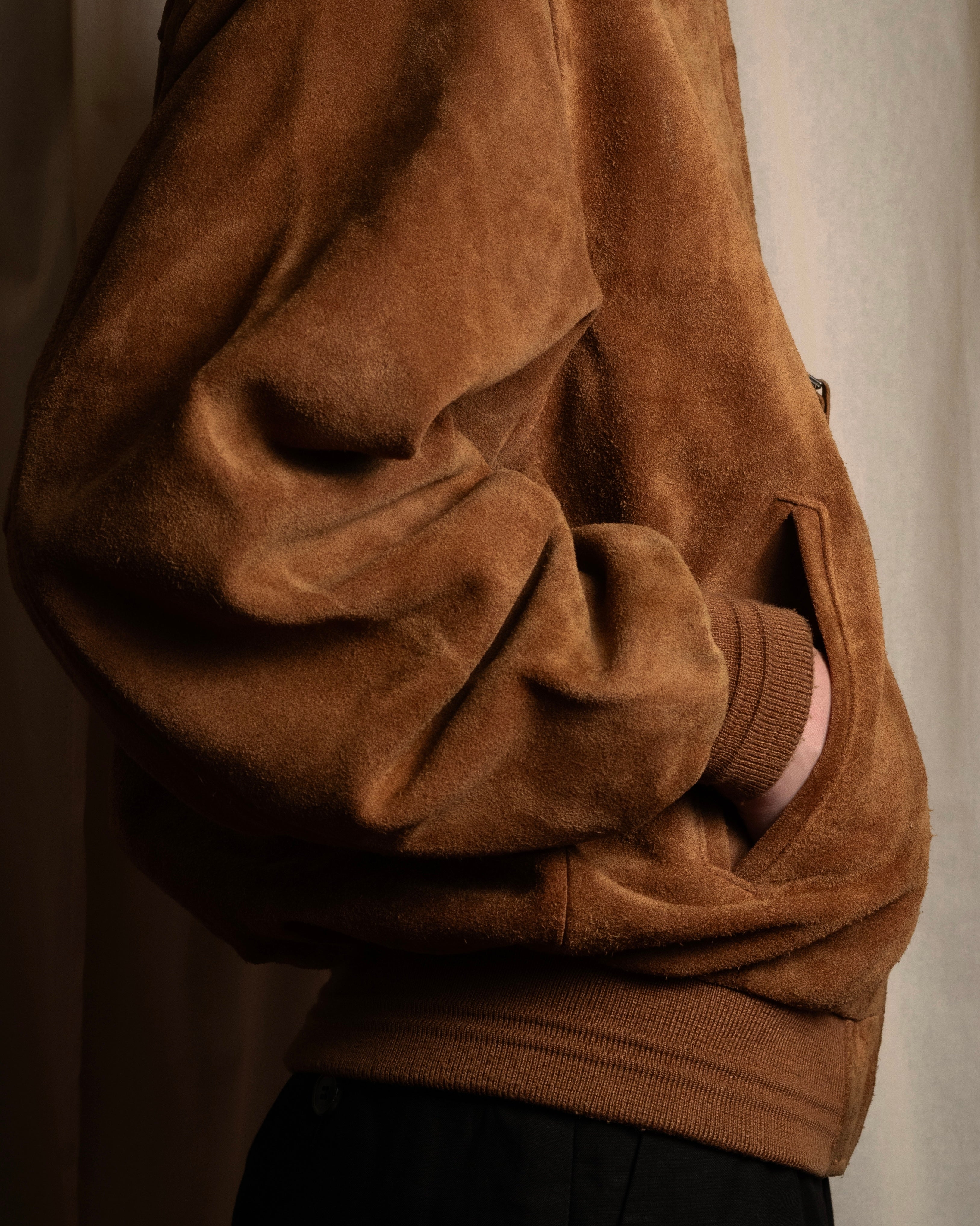 "SEAHOP" Ribbed design suede leather blouson