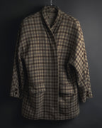 "GUCCI" 80’s checked wool shawl collar jacket