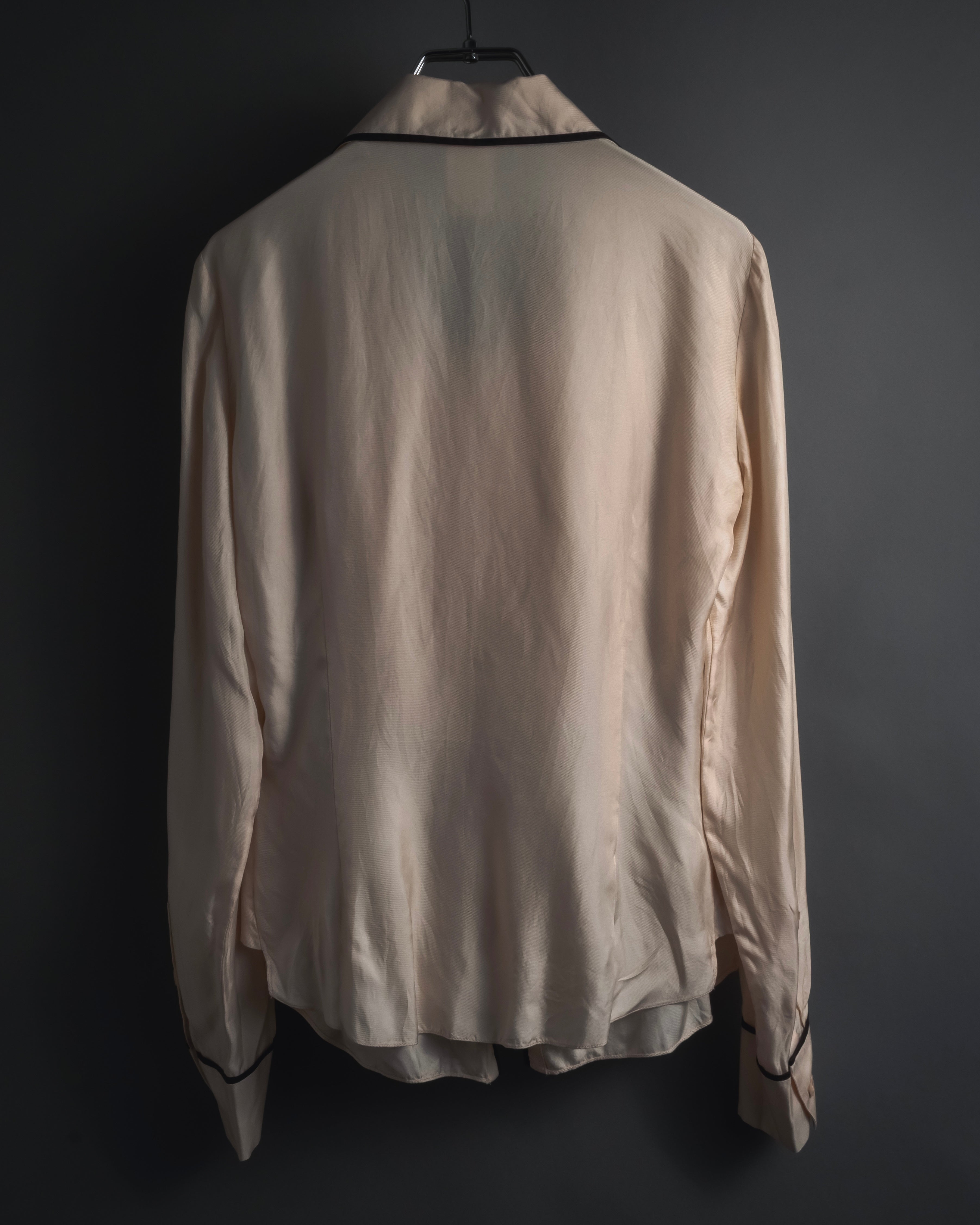 "CELINE" 00’s Piped ruffle silk blouse