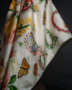 “GUCCI” 80’s-90’s Floral logo silk scarf
