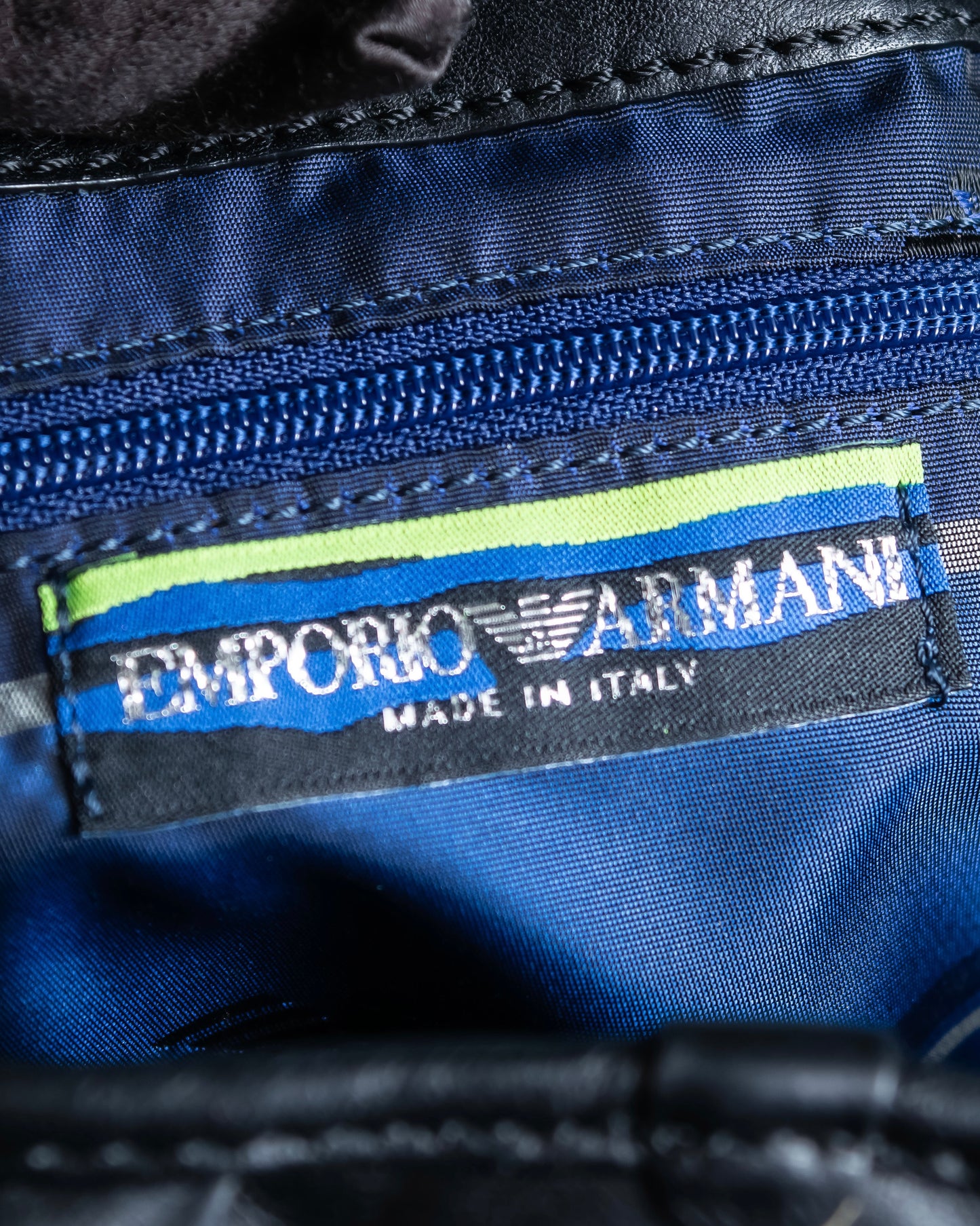 "EMPORIO ARMANI" Horizontal design gathered one handle leather bag