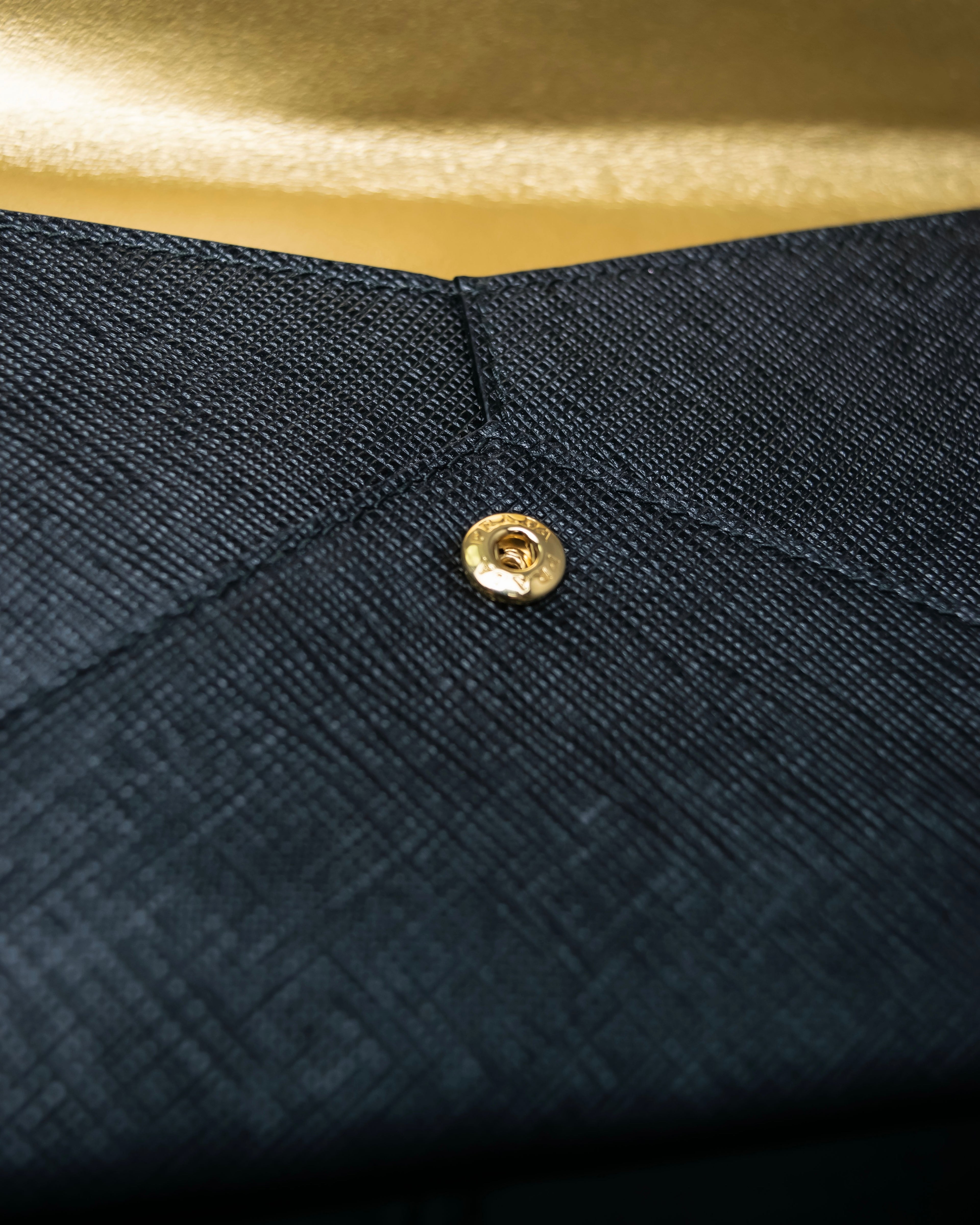 “PRADA” Letter-shaped gold-lined leather document case