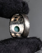 "Vintage green stone top silver ring"