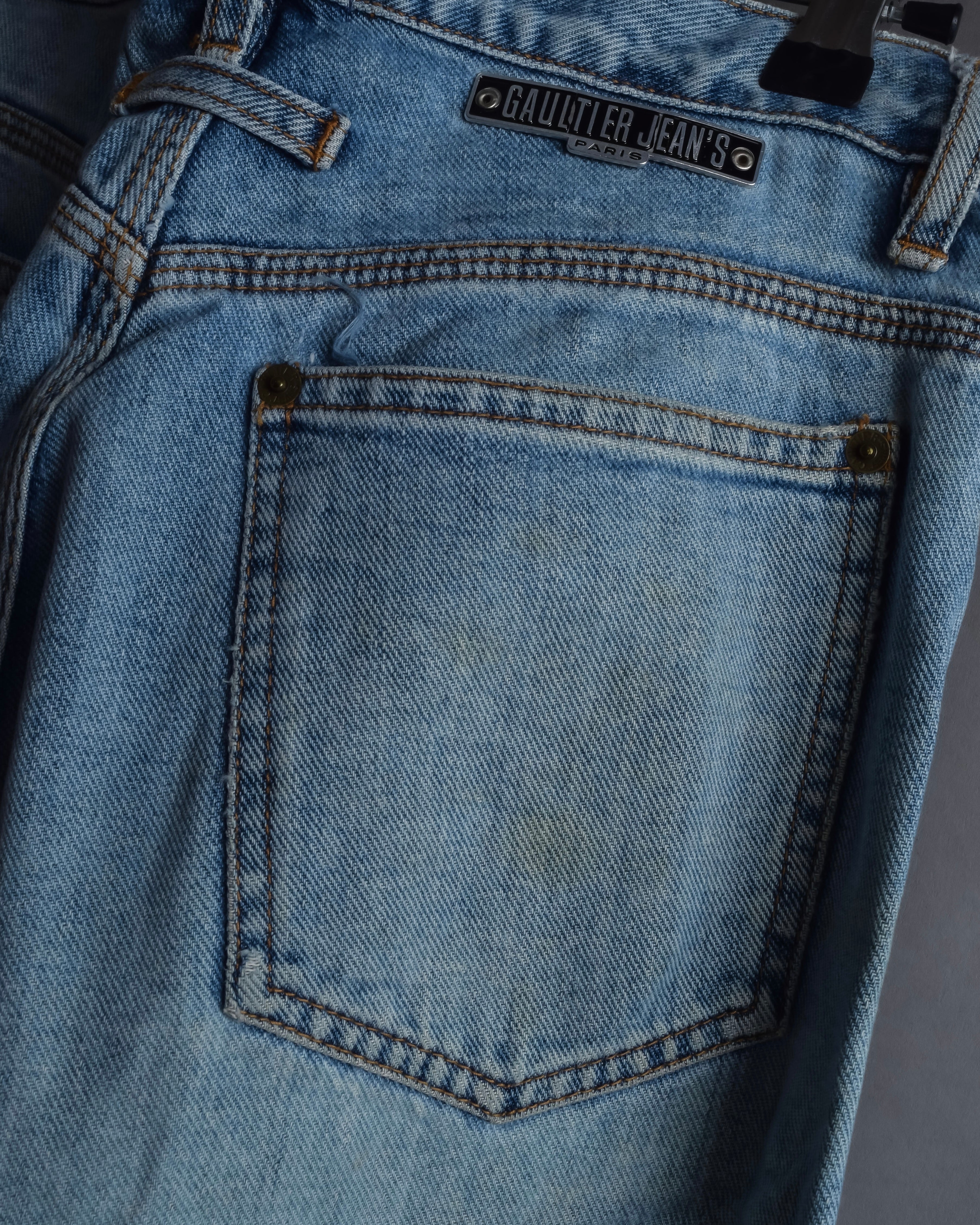 "JEAN PAUL GAULTIER JEANS" Beautiful fade button fly straight denim