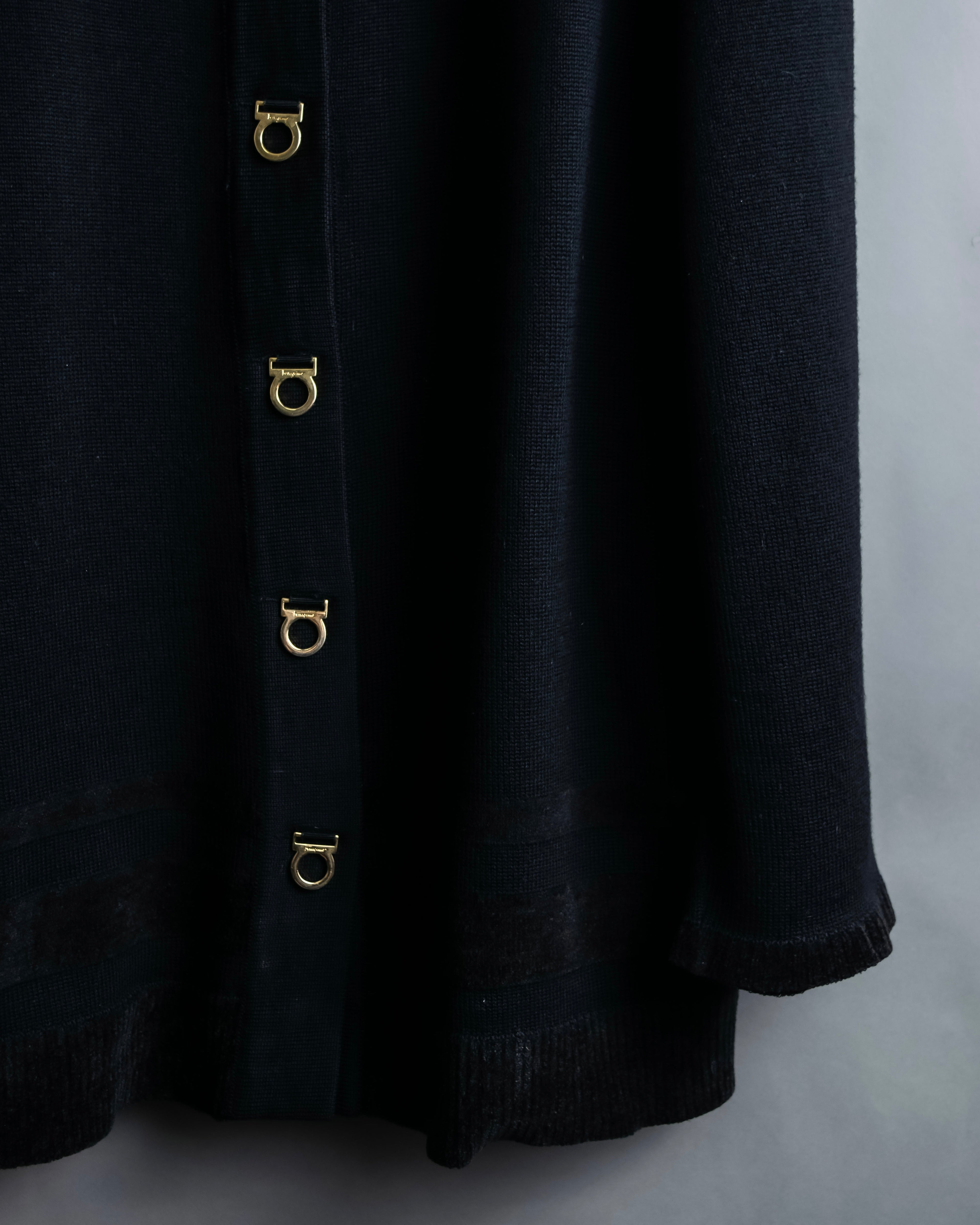 "Salvatore Ferragamo" Gancini design rayon mix cardigan