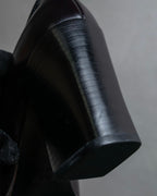 "PRADA" Metal band design leather heel loafers