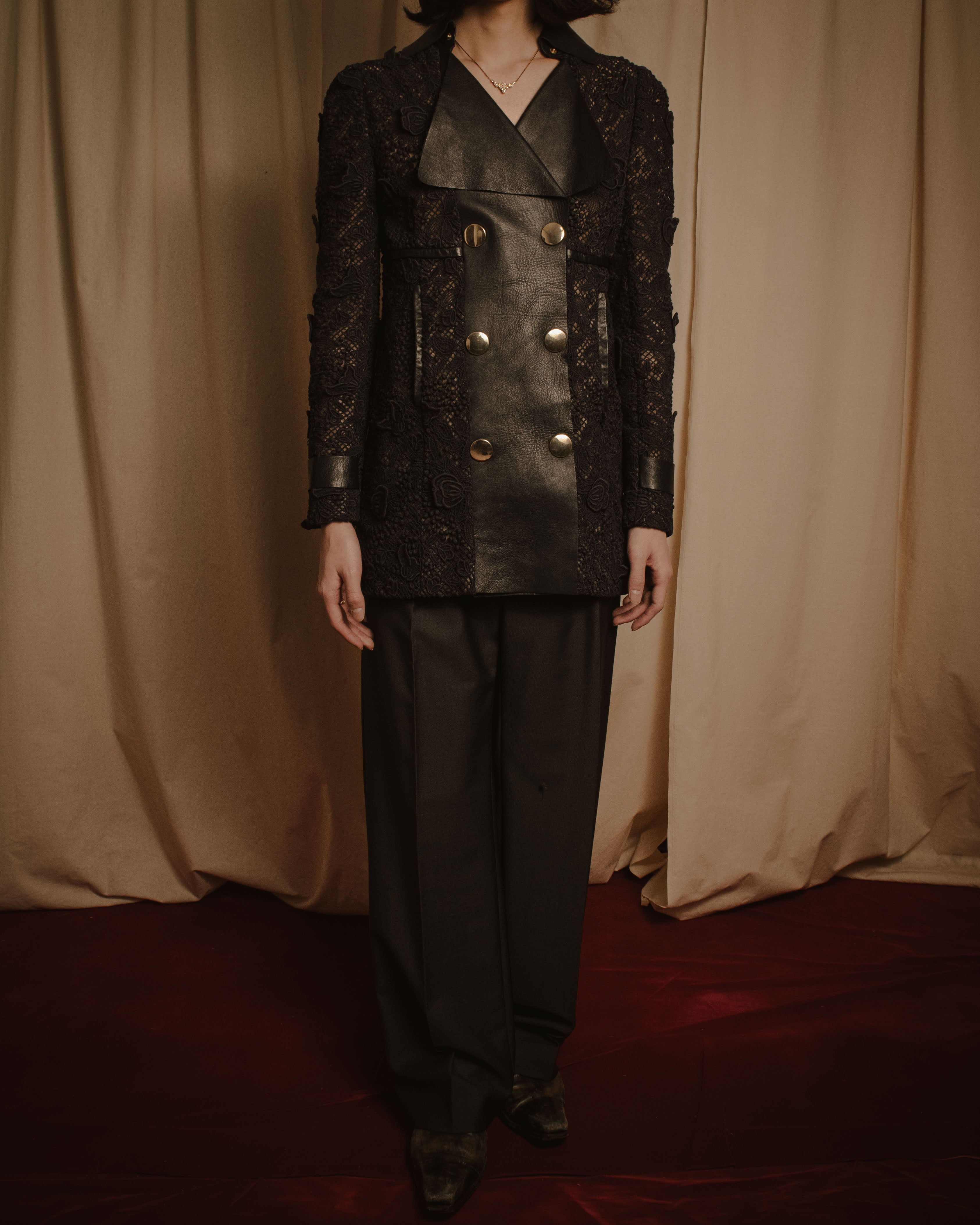 –SPECIAL– "VALENTINO"
Early 2010s lace and leather double-breasted jacket