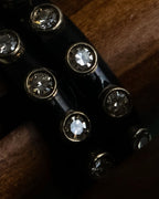 "Christian Dior" Gold metal＆black enamel combination design ring