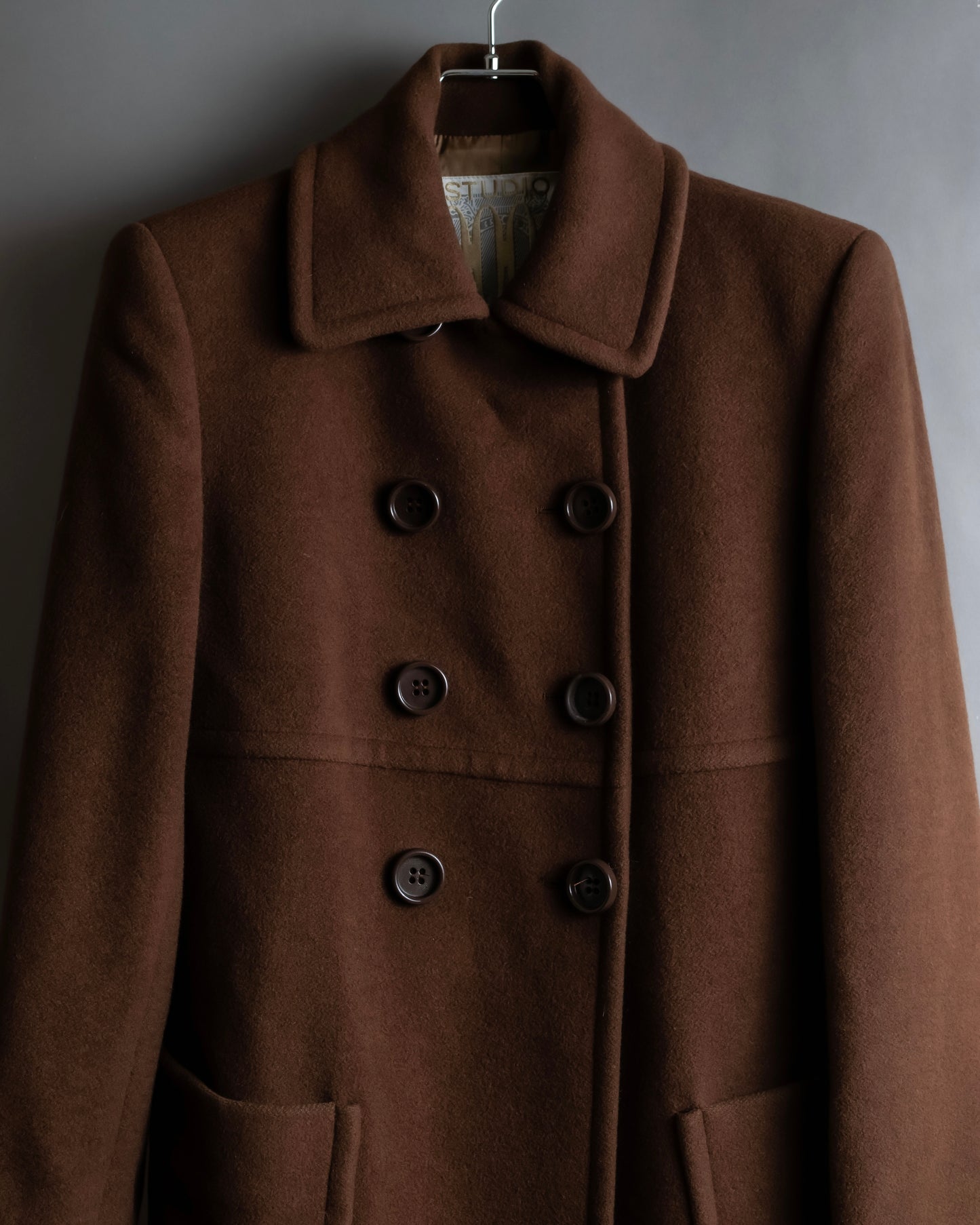 "STUDIO 0001 BY FERRE" Double breasted oversized wool blend chesterfield coat