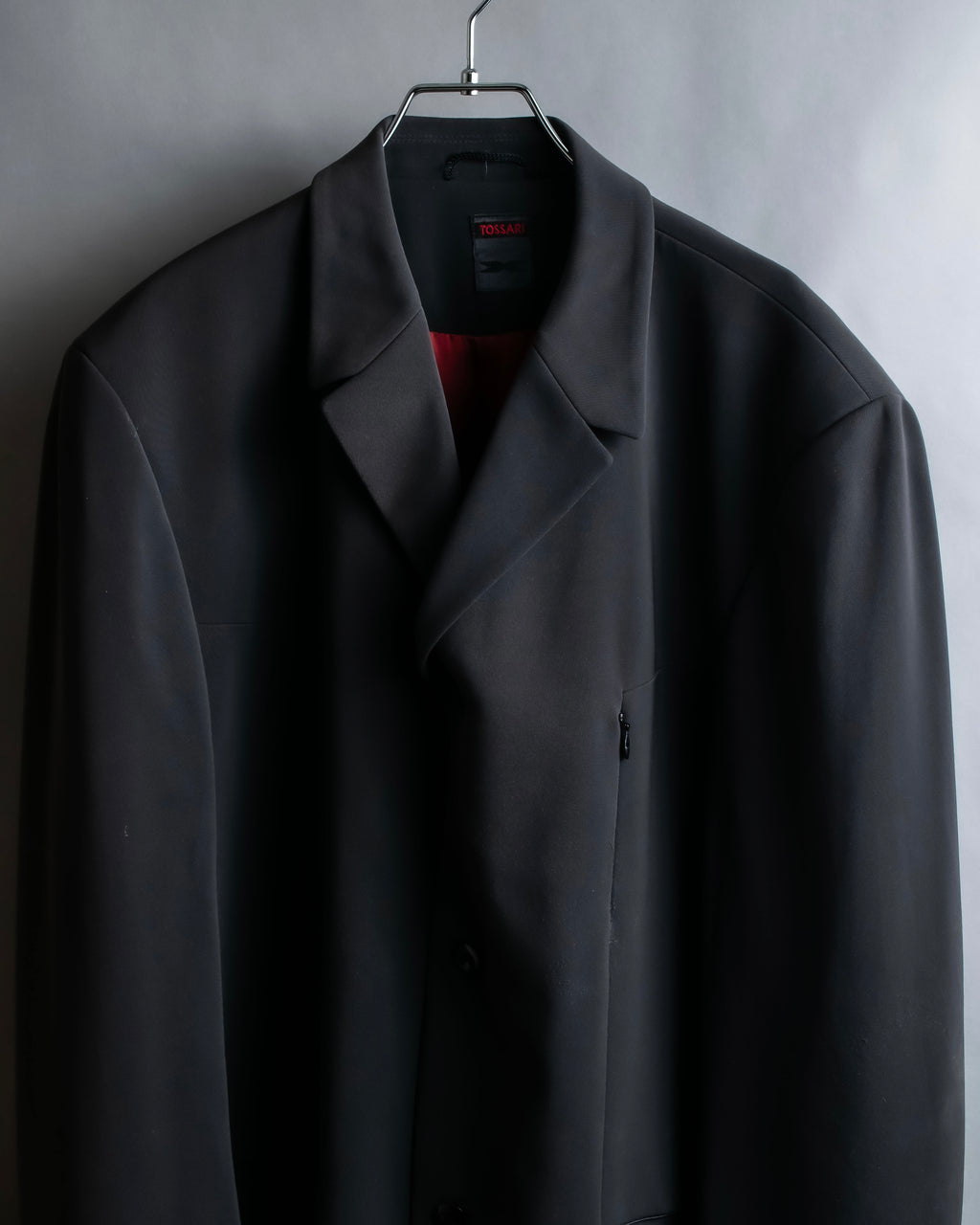 "TOSSARI" Shiny hidden zipper design tailored jacket