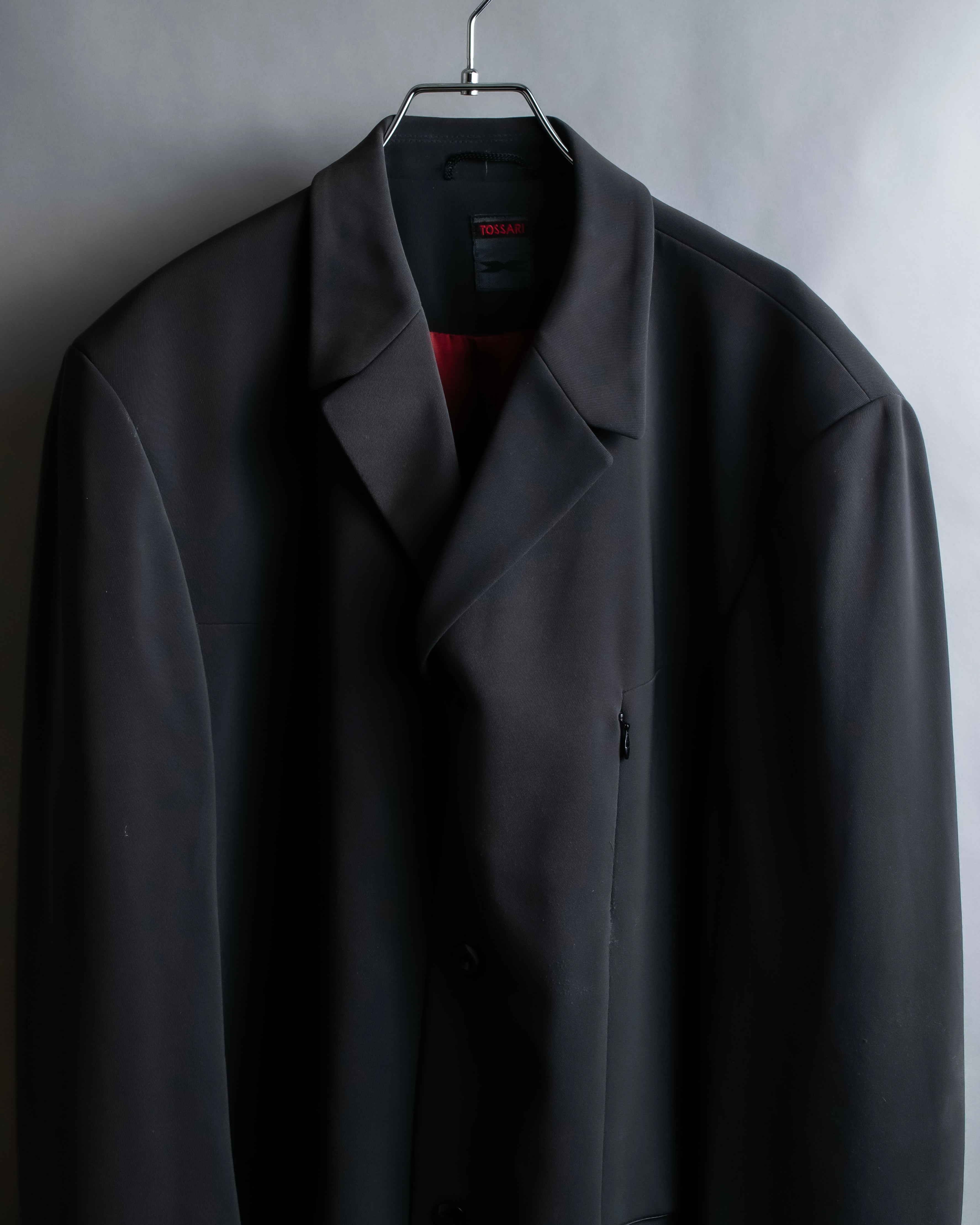 "TOSSARI" Shiny hidden zipper design tailored jacket