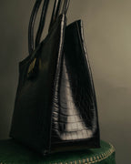 “Salvatore Ferragamo” 90’s-00’s crocodile embossed structured tote bag